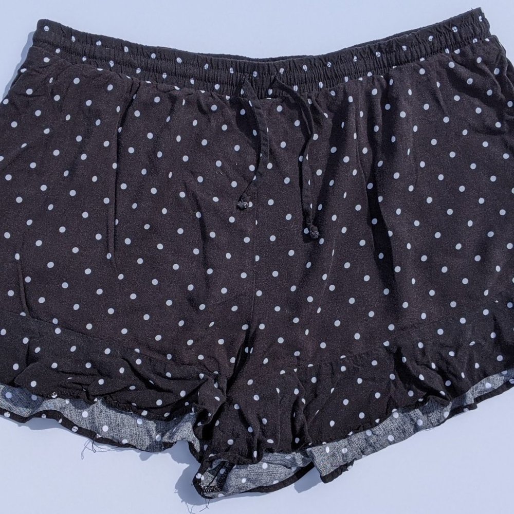 Black and White Polka Dot Drawstring Shorts